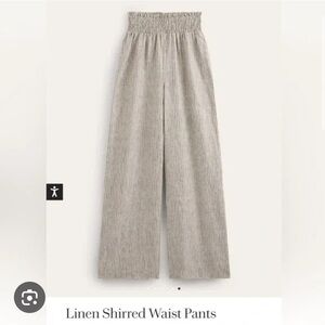 Boden linen lurex striped wide leg linen pant, size 6